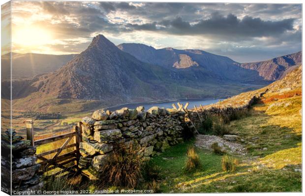 Sunrise over Tryfan Mountain Canvas Print by George Hopkins