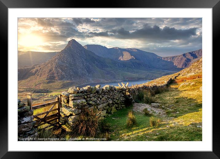 Sunrise over Tryfan Mountain Framed Mounted Print by George Hopkins