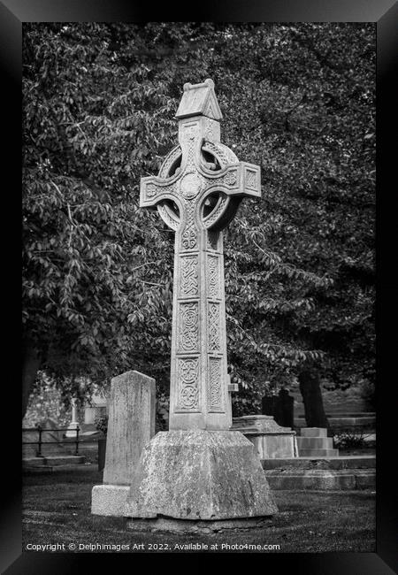 Old celtic cross in Dublin Framed Print by Delphimages Art