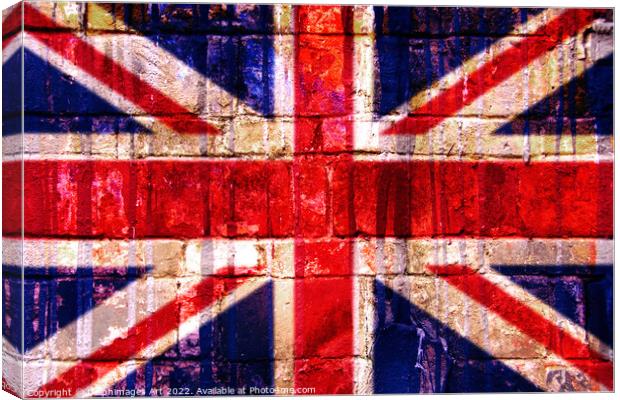 Union Jack. UK flag on a wall Canvas Print by Delphimages Art