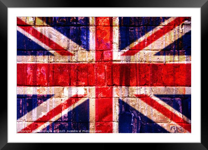 Union Jack. UK flag on a wall Framed Mounted Print by Delphimages Art