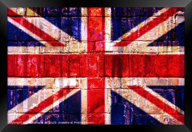 Union Jack. UK flag on a wall Framed Print by Delphimages Art