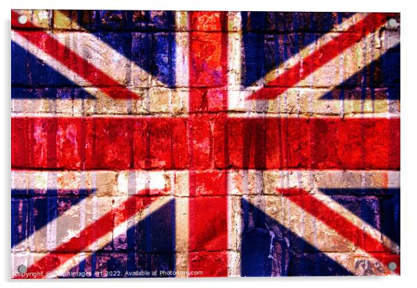 Union Jack. UK flag on a wall Acrylic by Delphimages Art