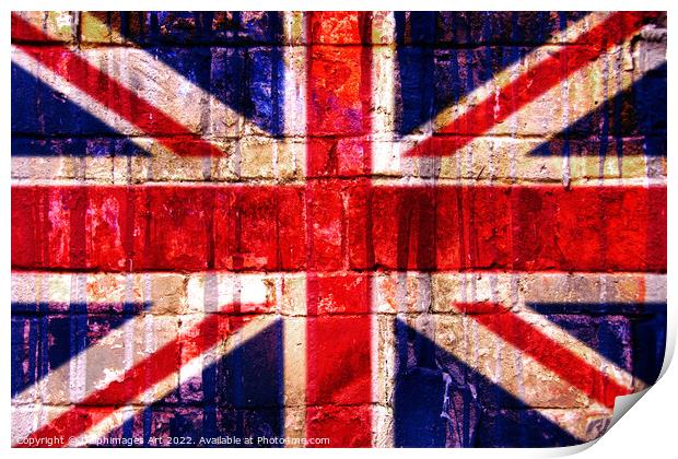 Union Jack. UK flag on a wall Print by Delphimages Art