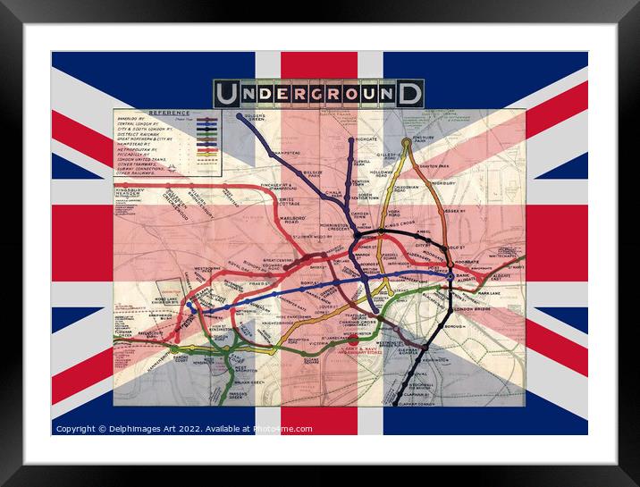 London Underground map Framed Mounted Print by Delphimages Art