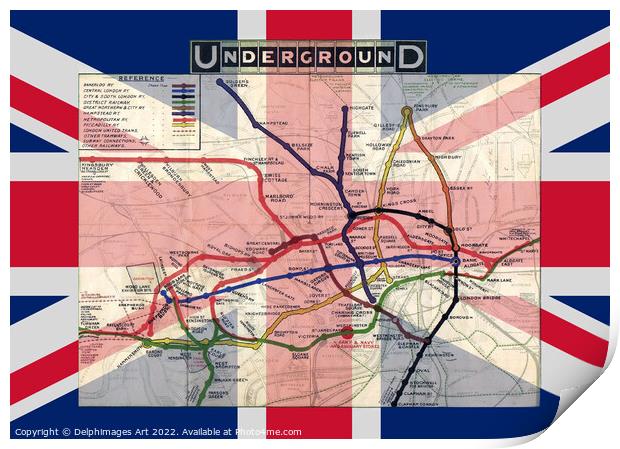 London Underground map Print by Delphimages Art