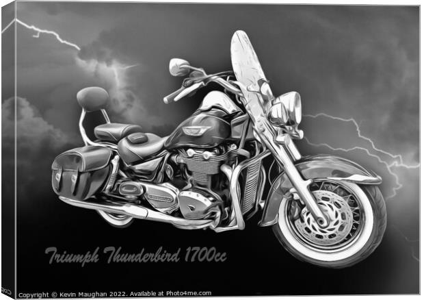 Triumph Thunderbird Black And White Digital Image Canvas Print by Kevin Maughan