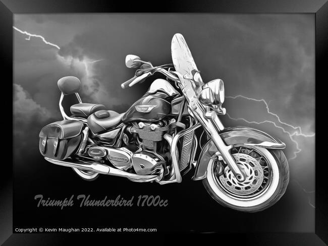 Triumph Thunderbird Black And White Digital Image Framed Print by Kevin Maughan