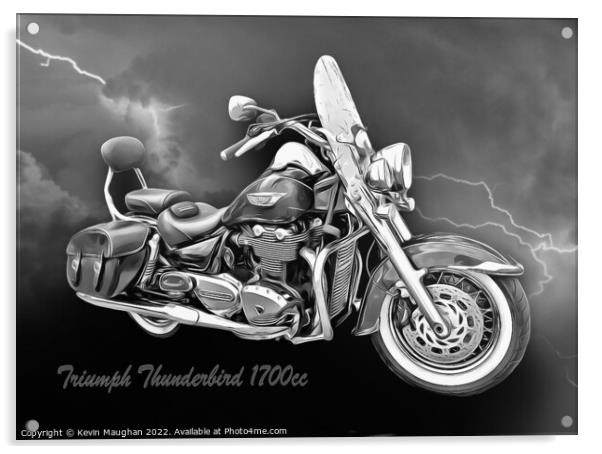 Triumph Thunderbird Black And White Digital Image Acrylic by Kevin Maughan