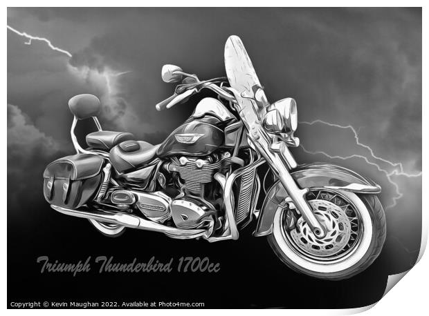 Triumph Thunderbird Black And White Digital Image Print by Kevin Maughan