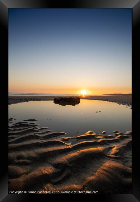 Nash Beach Sunset Framed Print by Simon Connellan