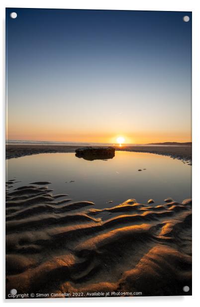 Nash Beach Sunset Acrylic by Simon Connellan