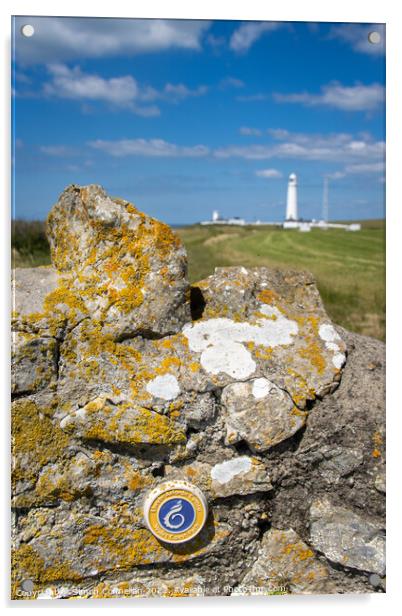 The sign of the Wales Coast Path Acrylic by Simon Connellan