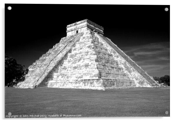 El Castillo Mayan Pyramid at Chichen Itza Mexico Acrylic by John Mitchell