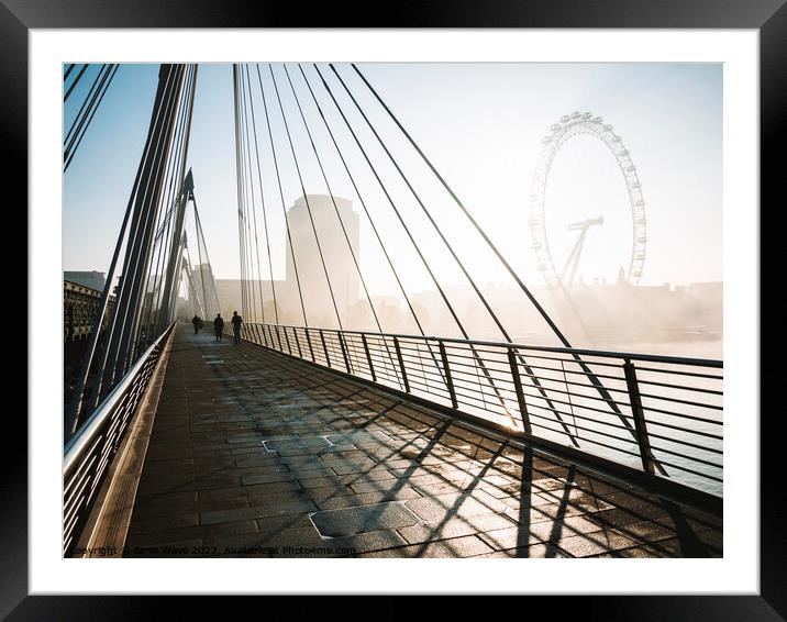 London Bridge with fog Framed Mounted Print by Simo Wave