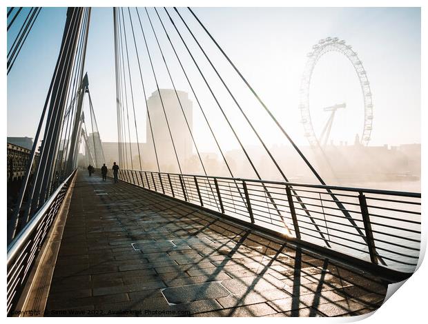 London Bridge with fog Print by Simo Wave