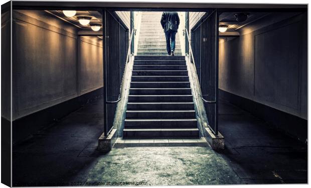 Man in the subway Canvas Print by Simo Wave