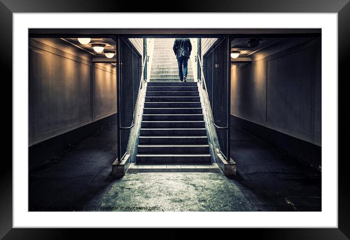 Man in the subway Framed Mounted Print by Simo Wave