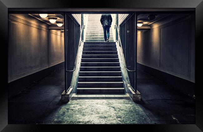 Man in the subway Framed Print by Simo Wave