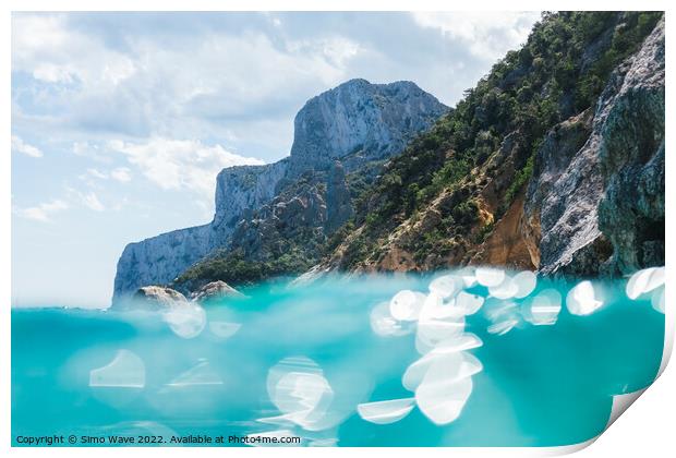 Sardinia coastline from sea Print by Simo Wave