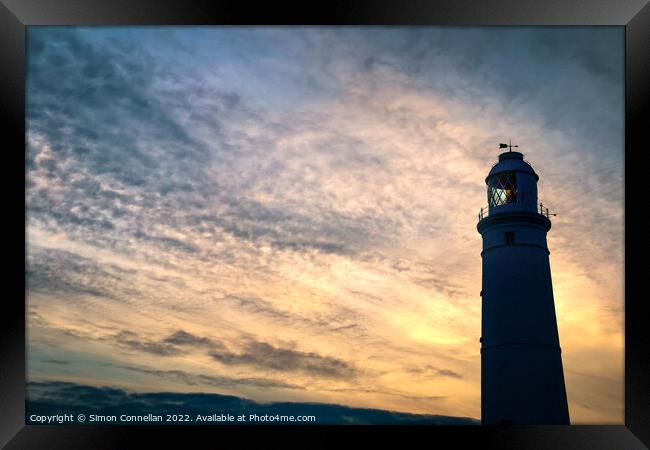 Sunset on Nash Point Lighthouse  Framed Print by Simon Connellan
