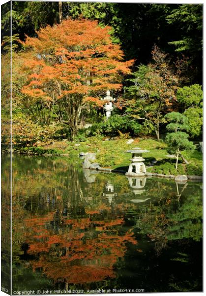 Japanese Garden in the Fall Canvas Print by John Mitchell