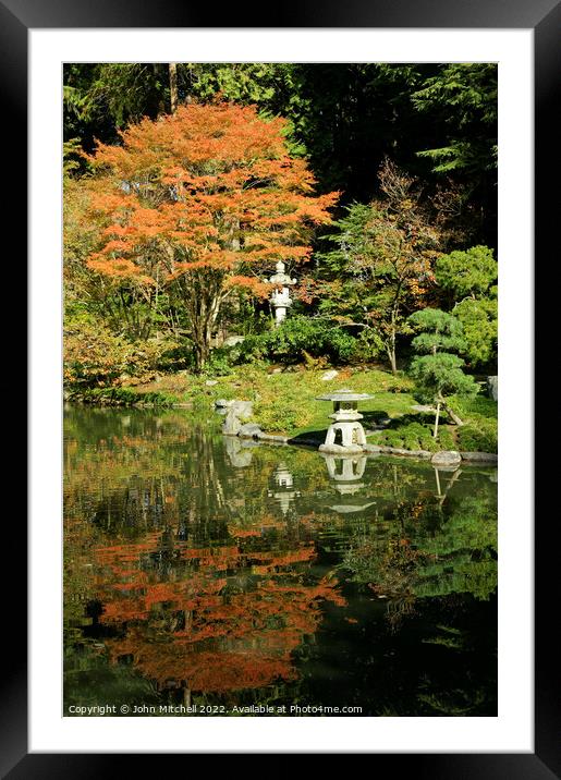 Japanese Garden in the Fall Framed Mounted Print by John Mitchell
