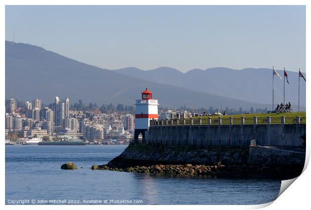 Brockton Point Lighthouse Vancouver Print by John Mitchell