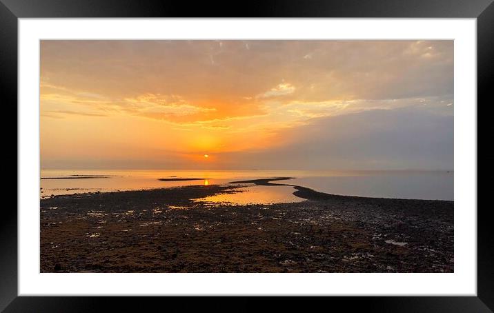 Golden Sunrise over Mud Flats Framed Mounted Print by Julie Gresty