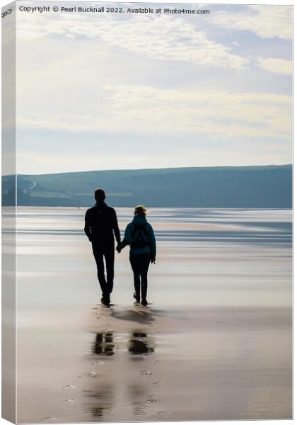 A Romantic Walk on the Beach Canvas Print by Pearl Bucknall