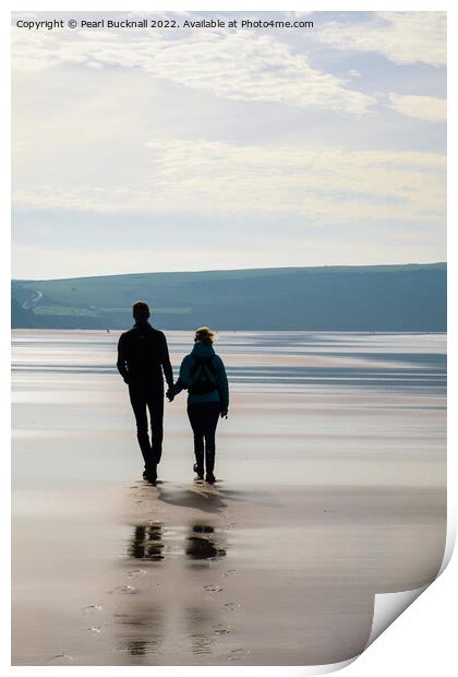 A Romantic Walk on the Beach Print by Pearl Bucknall