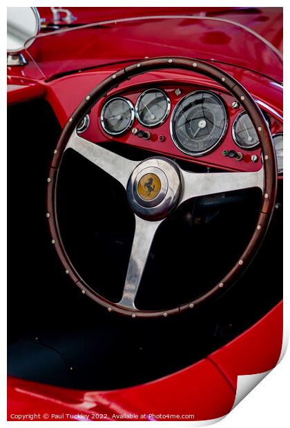 Vintage Ferrari Steering Wheel & Dashboard Detail Print by Paul Tuckley