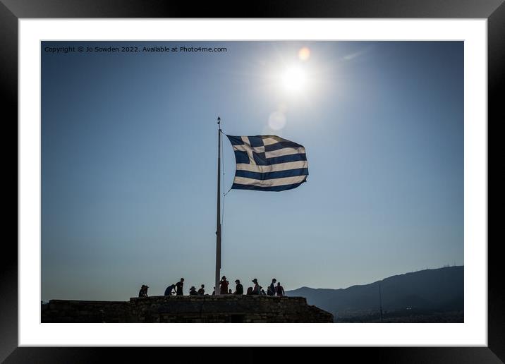 The Greek Flag Framed Mounted Print by Jo Sowden