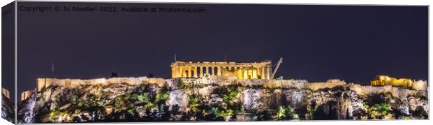 The Acropolis at Night Canvas Print by Jo Sowden