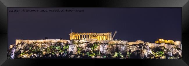 The Acropolis at Night Framed Print by Jo Sowden