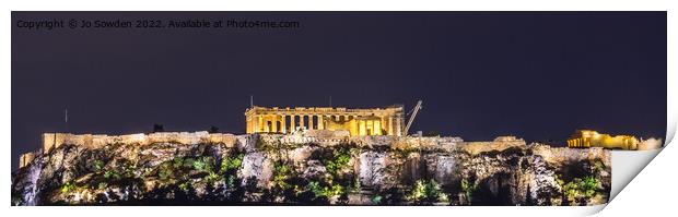 The Acropolis at Night Print by Jo Sowden