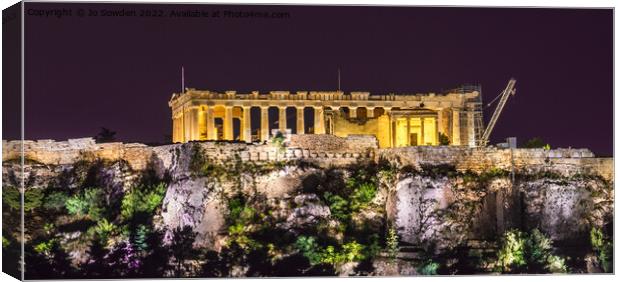 The Acropolis at Night Canvas Print by Jo Sowden
