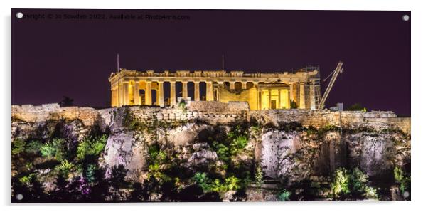 The Acropolis at Night Acrylic by Jo Sowden