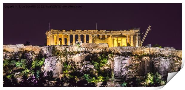 The Acropolis at Night Print by Jo Sowden