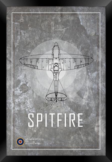 Spitfire MkI Blueprint Framed Print by J Biggadike