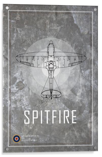 Spitfire MkI Blueprint Acrylic by J Biggadike
