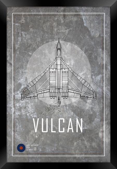 Avro Vulcan Blueprint Framed Print by J Biggadike