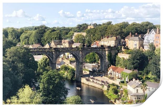 River Nidd Bridge, Knaresborough, Yorkshire  Print by Julie Gresty