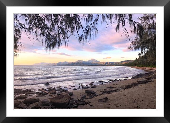 Pink Sunrise over Port Douglas Queensland Framed Mounted Print by Julie Gresty