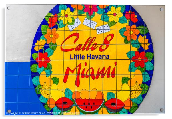 Calle Street 8 Little Havana Miami Florida Acrylic by William Perry