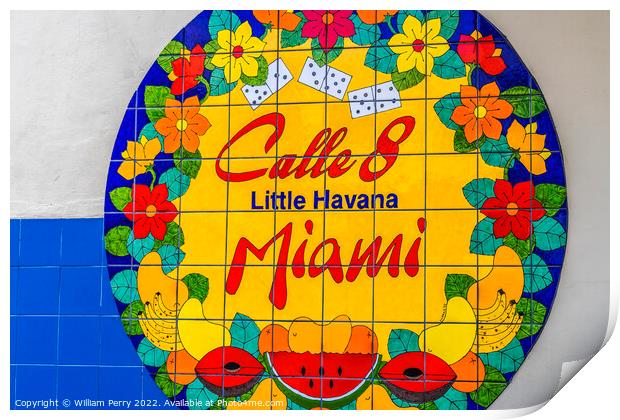 Calle Street 8 Little Havana Miami Florida Print by William Perry