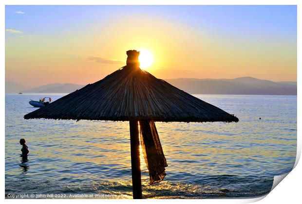 Sunset, Ag Eleni beach, Skiathos, Greece Print by john hill