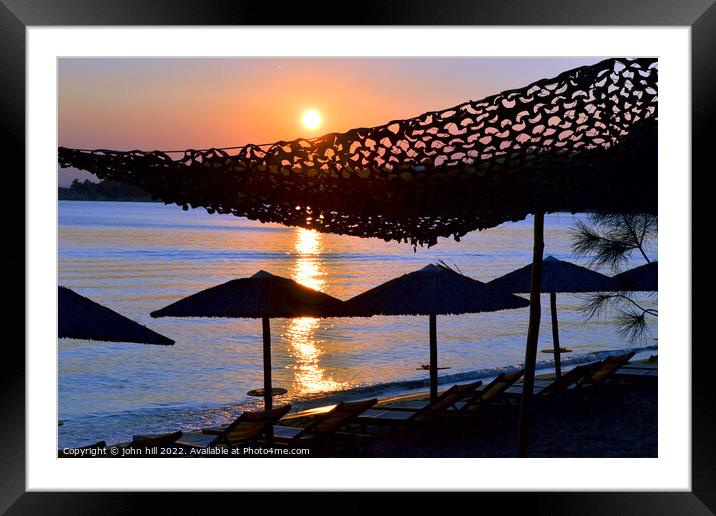Sunset silhouette at Greece. Framed Mounted Print by john hill