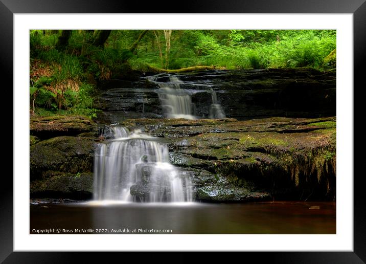 Serene Scottish Waterfall Scene Framed Mounted Print by Ross McNeillie