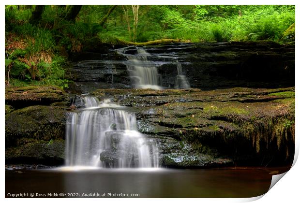 Serene Scottish Waterfall Scene Print by Ross McNeillie